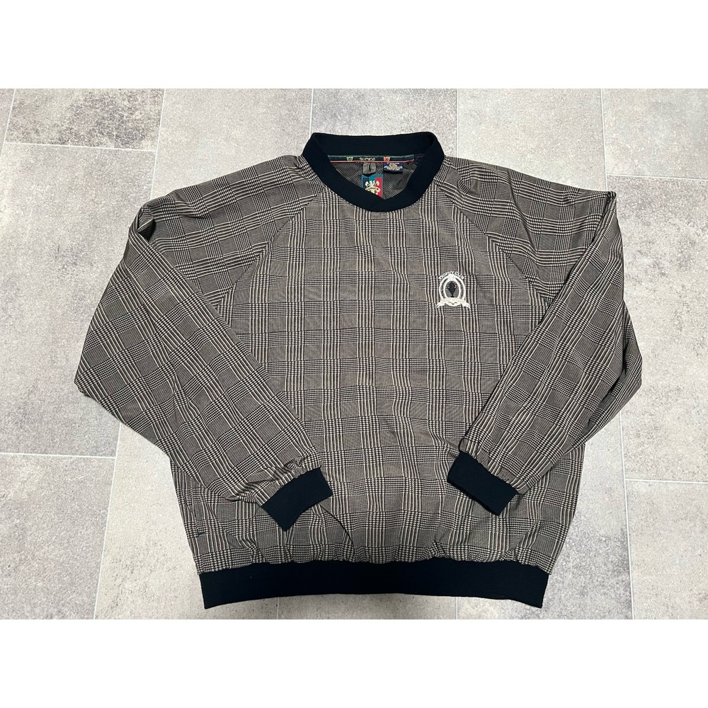 Vintage Sunice Golf Pullover Windbreaker Mens L Houndstooth Trophy Cup Orlando